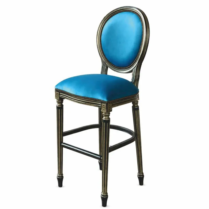 Finale Aktion Casa Padrino taburete de bar barroco de lujo azul / negro / oro Al. 127 cm