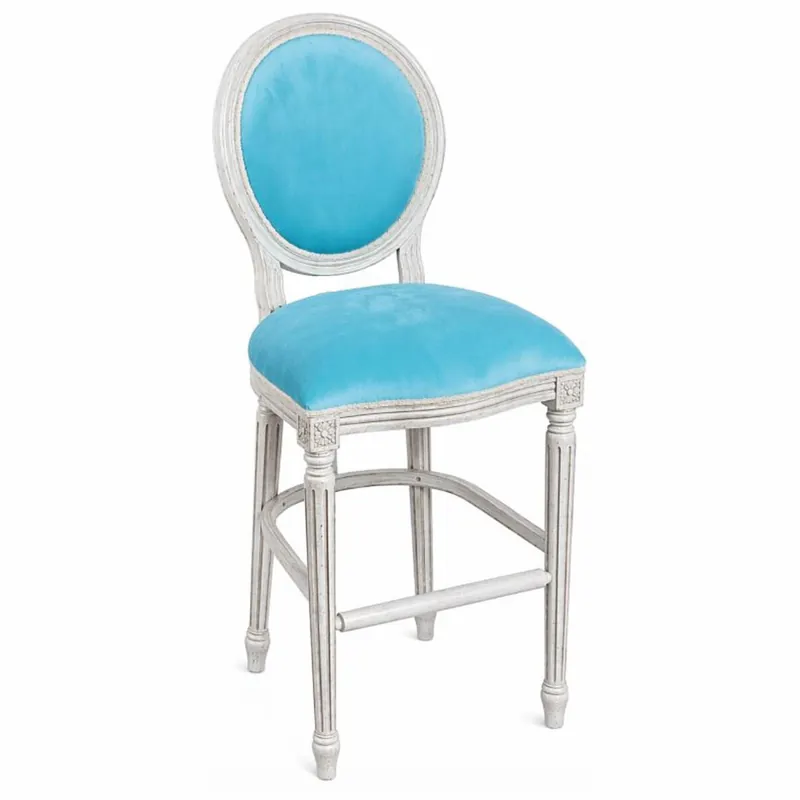 Neuheit Casa Padrino taburete de bar barroco de lujo azul claro / gris claro Al. 127 cm