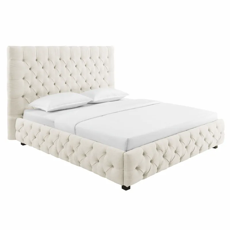 Casa Padrino cama doble Chesterfield beige / negro 180 x 200 cm - Muebles de dormitorio Neue Ware