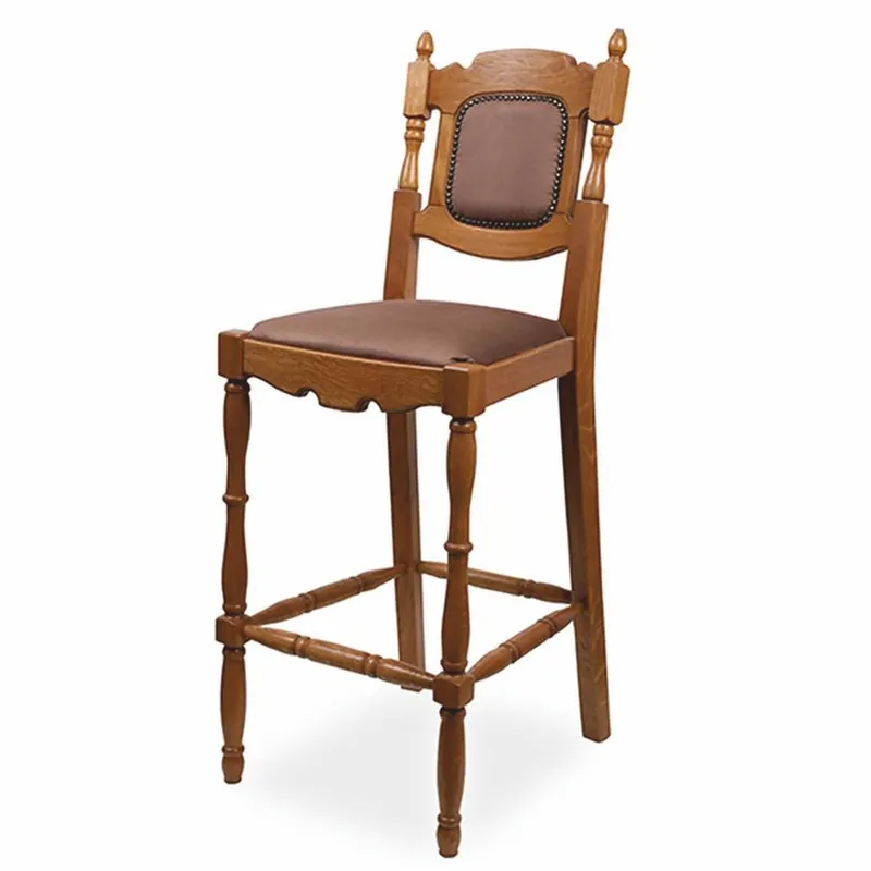Casa Padrino taburete de bar barroco de lujo en madera maciza marrón Al. 112 cm - Muebles de bar barrocos Begrenztes Angebot