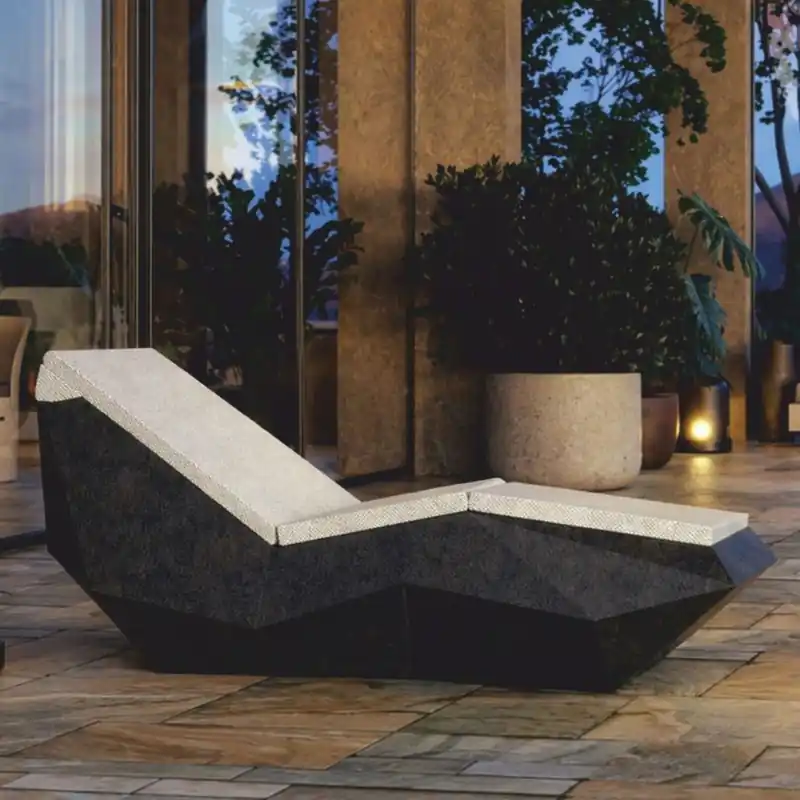 Mega-Angebot Casa Padrino tumbona de jardín de lujo negro mate / crema 192 cm - Muebles para hoteles y jardines