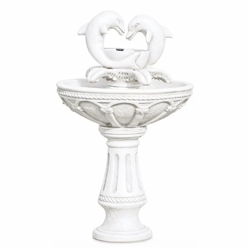 Wochenendangebot Casa Padrino Fuente Art Nouveau Delfines Blanco Al. 128 cm - Fuente de Jardín