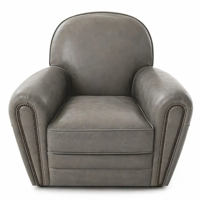 Casa Padrino sillón de lujo de piel auténtica de salón gris - Muebles de piel Echt