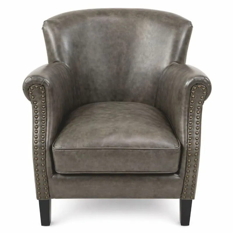 Günstig Casa Padrino sillón de lujo de piel gris / negro - Muebles de sala de estar y oficina
