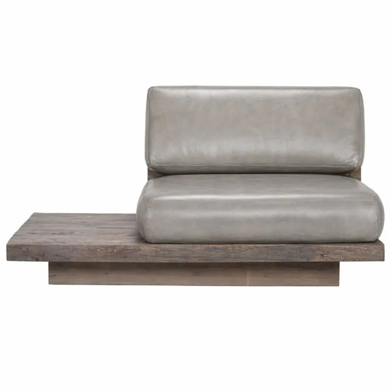 Preis Gesenkt Casa Padrino sillón de lujo de piel auténtica lado derecho gris / marrón - Sillón modular de salón