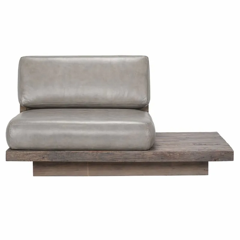 Casa Padrino sillón de lujo de piel auténtica lado izquierdo gris / marrón - Sillón modular de salón Finale Aktion