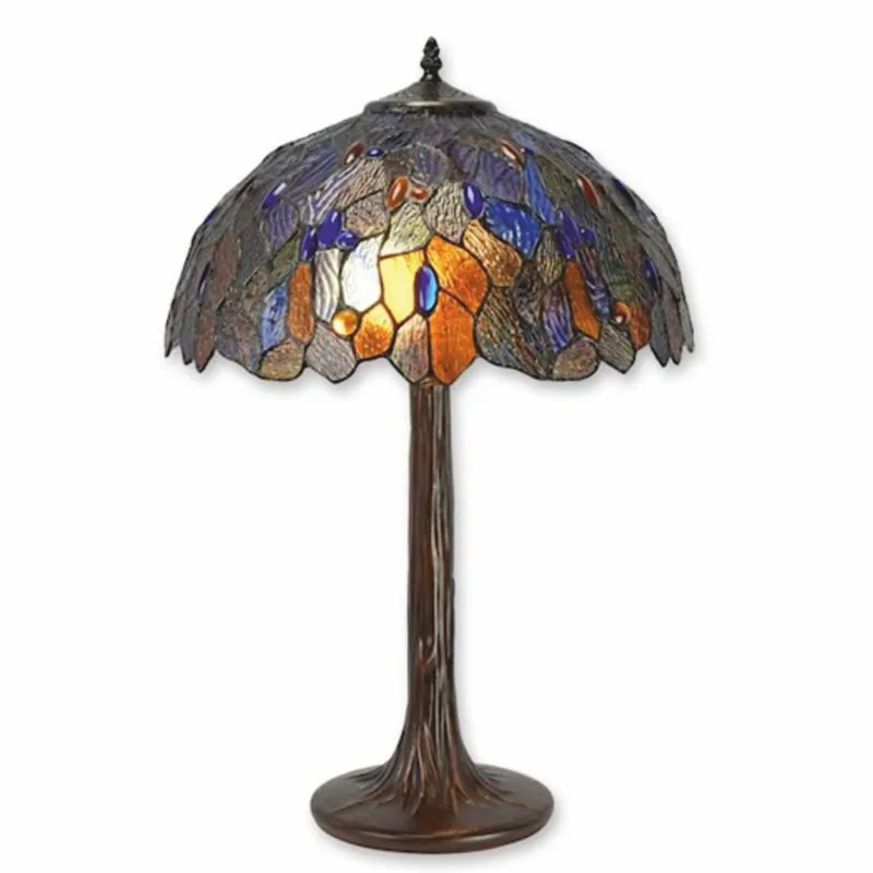 Günstig Casa Padrino Lámpara de Mesa Tiffany Multicolor / Marrón Oscuro Al. 60 cm - Lámparas Tiffany