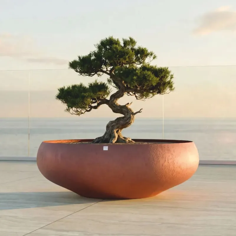 Casa Padrino Maceta de Lujo Naranja Mate Ø 94 cm - Decoración de Jardín y Patio Neu
