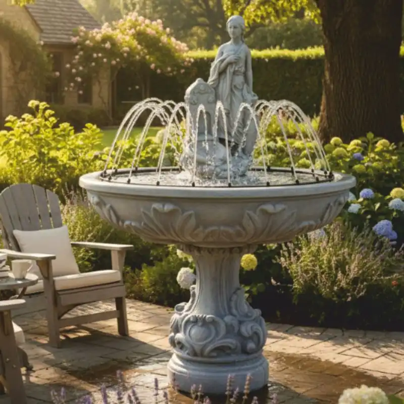 Casa Padrino Fuente Barroco Gris Ø 108 x Al. 150 cm - Fuente de Jardín y Patio Neue Kollektion