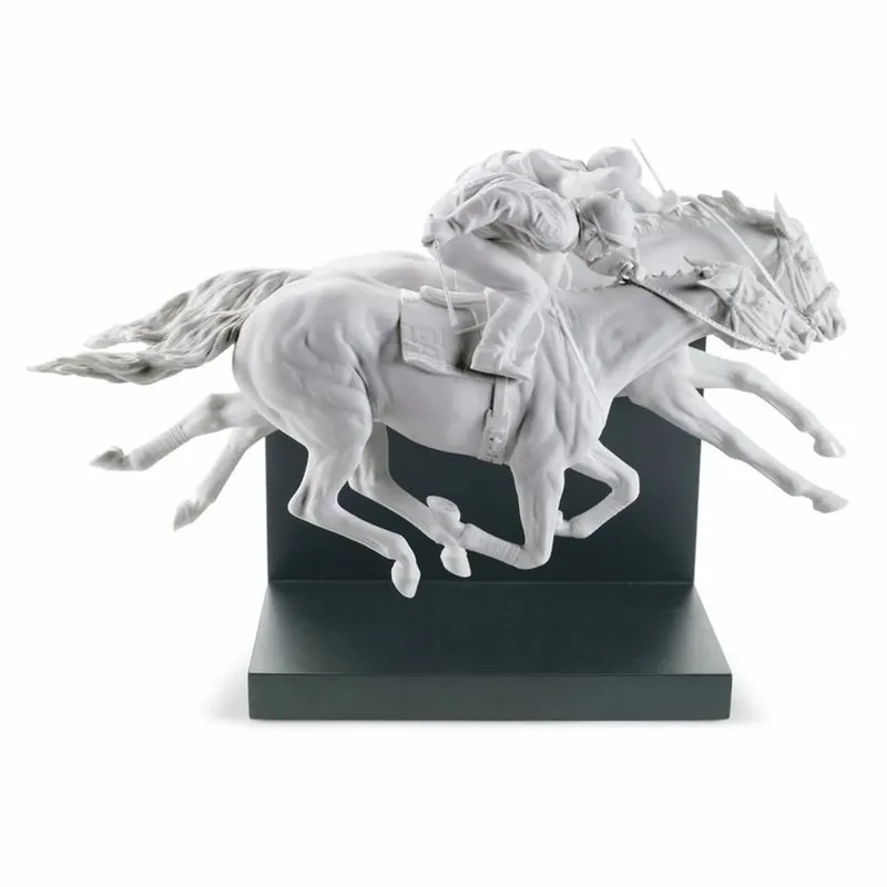 Geprüft Casa Padrino escultura decorativa de lujo de porcelana carrera de caballos 44 cm - Hecha a mano
