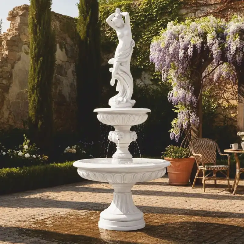 Versand Am Gleichen Tag Casa Padrino fuente barroco blanco Ø 152 x Al. 330 cm - Magnífica fuente de jardín