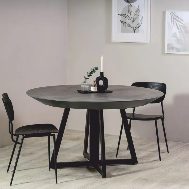 Sichere Zahlung Casa Padrino Mesa de Comedor Gris / Negro 138-314 cm - Mesa de Cocina Redonda Extensible
