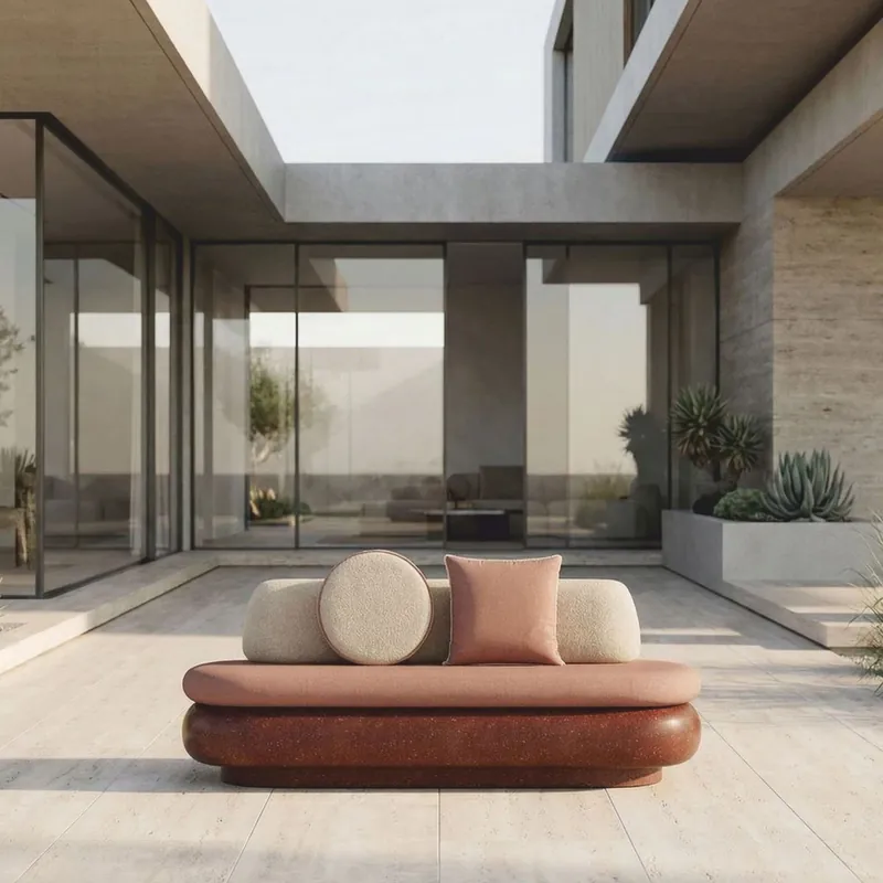 Casa Padrino sofá de lujo de hormigón marrón / rosa / crema 188 cm - Sofá de jardín Expressversand