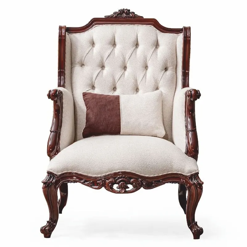 Günstig Casa Padrino Sillón Orejero Barroco de Lujo Blanco / Marrón Oscuro - Muebles de Estilo Barroco