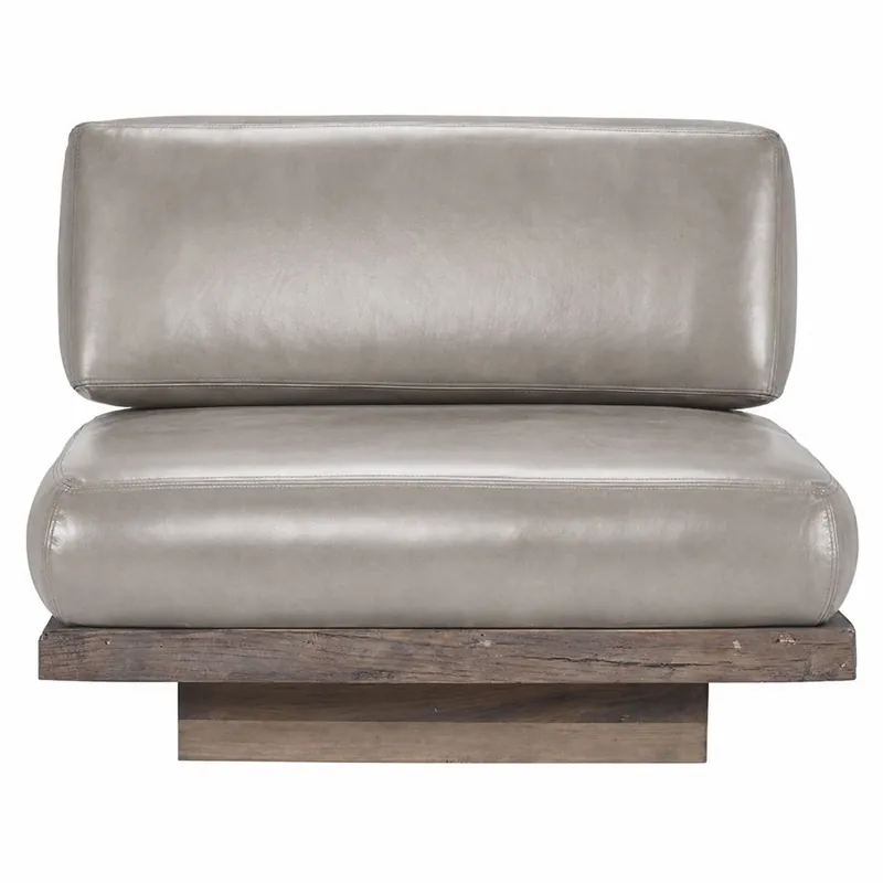 Begrenztes Angebot Casa Padrino sillón de lujo de cuero genuino gris / marrón - Sillón modular de salón