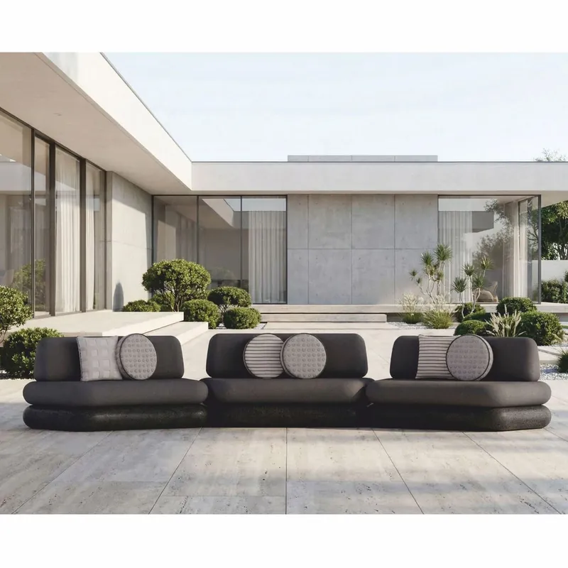 Finale Aktion Casa Padrino sofá de lujo de hormigón gris / antracita 463 cm - Sofá de jardín
