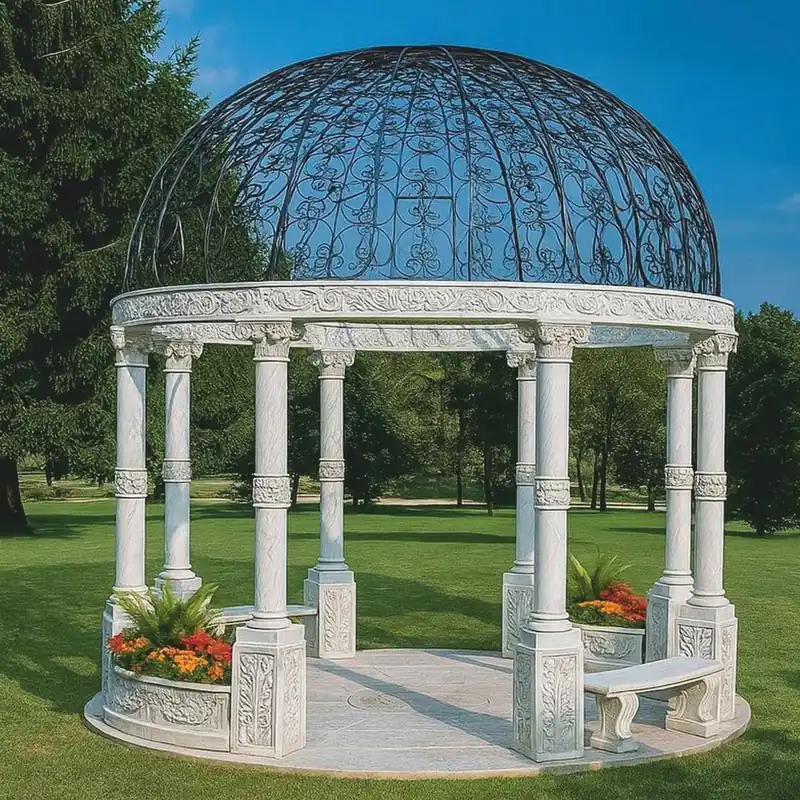 Casa Padrino Pabellón de Jardín Barroco Gris Claro / Negro Ø 555 x Al. 530 cm - Hecho en Italia Bestpreis