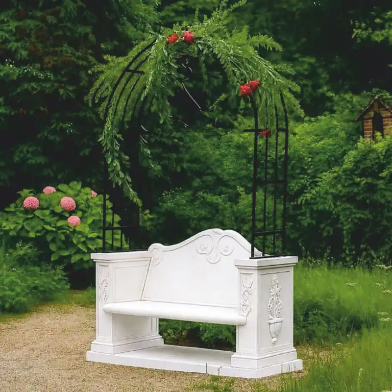 Casa Padrino banco de jardín barroco con arco de rosas blanco / negro 155 x Al. 250 cm - Hecho en Italia Begrenztes Angebot
