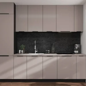 Saisonangebot Tarraco 280 cm Küchenmöbel Set Metallkanten Griffe Schränke sehen toll aus in modernen Interieurs