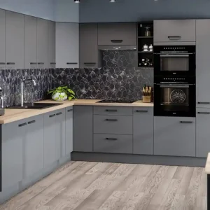 Verdi Eckküchenmöbel-Set 250x280 cm Küchenmöbel beständig gegen Feuchtigkeit Dampf und Beschädigungen Metallgriffe Rabatt
