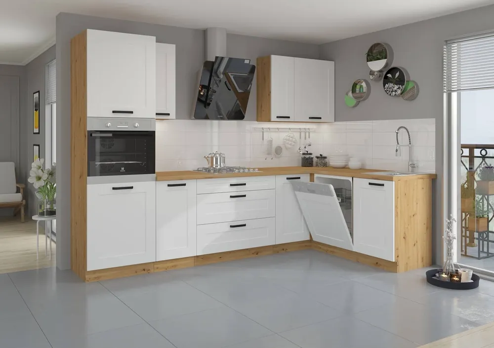Markenware Luis 285x170 cm Eckküchenmöbel-Set ideal für klassische und moderne Innenräume