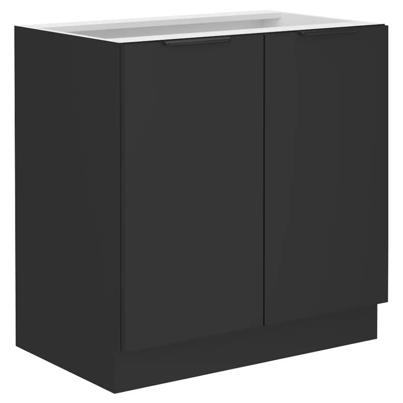 Versand Am Gleichen Tag Stehender Küchenschrank mit Regal Schwarz 80 D 2F BB Metallrand Griffe Feuchtigkeit und Beschädigung beständig Schrank