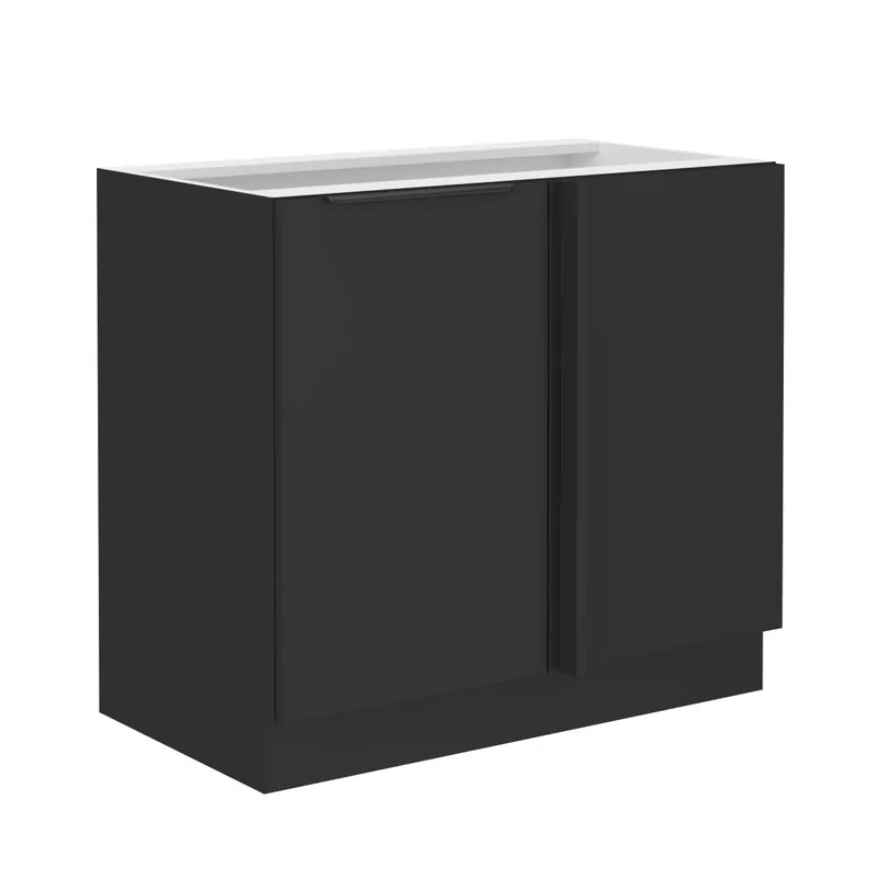 Eckküchenzeile Schwarz 105 ND 1F BB rechts Metallkantengriff feuchtigkeits- und beschädigungsbeständiger Schrank Top-Angebot