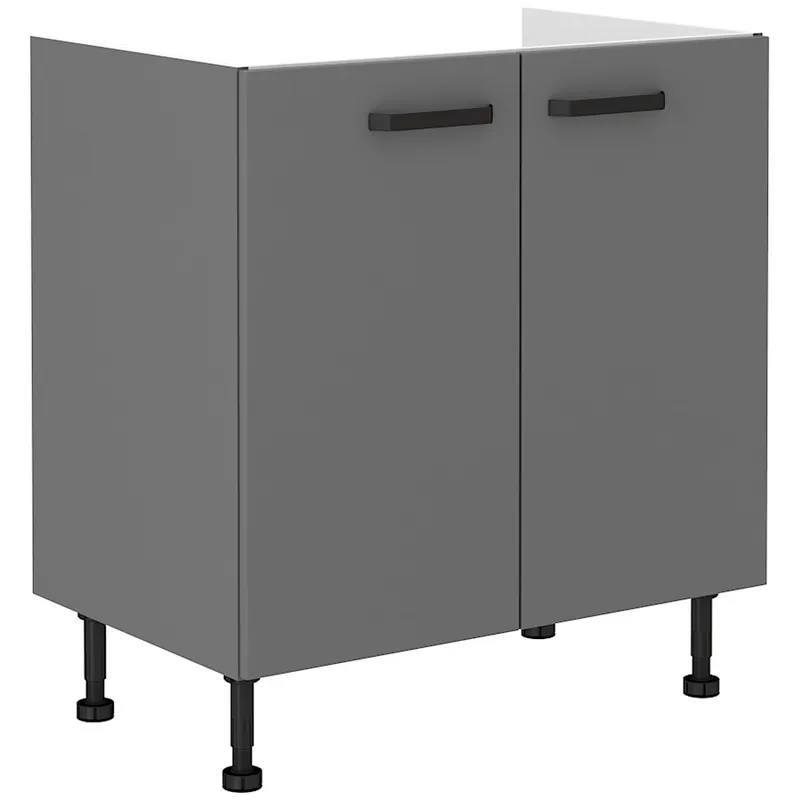 Aktuell Verdi Spülenschrank 80 ZL 2F BB feuchtigkeits- und beschädigungsbeständiger Schrank schwarze Metallgriffe