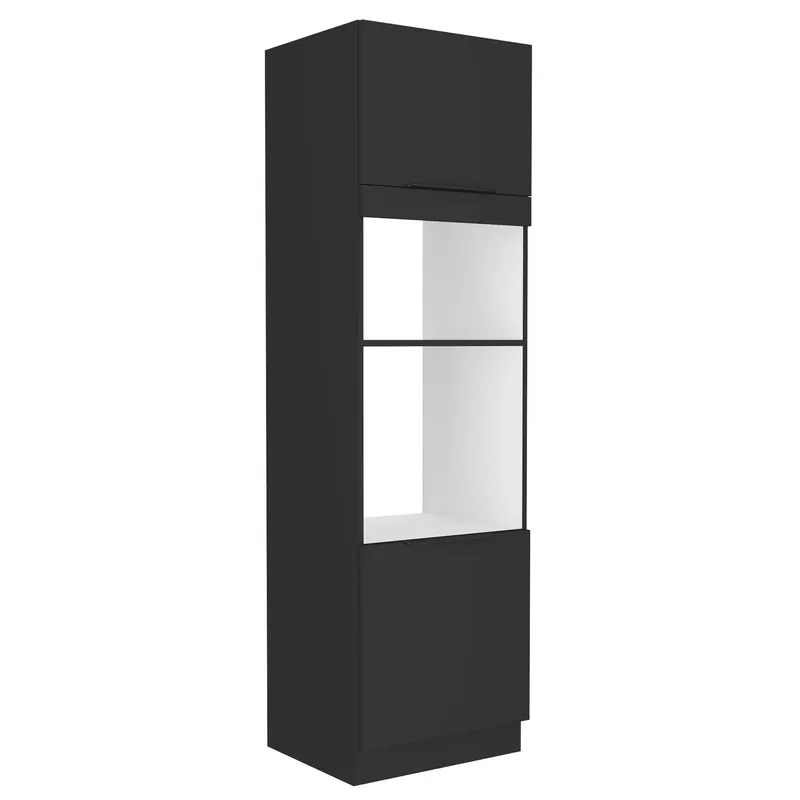 Küchensockel Black 60 DPM-210 2F Einbau-Mikrowelle und Backofen Schrank resistent gegen Dampf, Hitze und Flecken Schneller Versand
