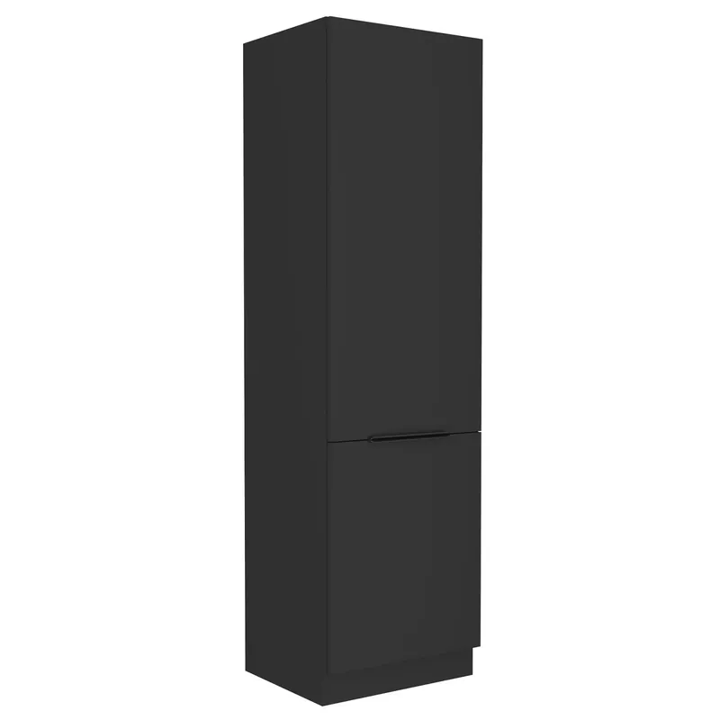 Günstig Schwarz 60 LO-210 2F Küchenschrank für Einbaukühlschrank Metallgriffe feuchtigkeits- und beschädigungsbeständiger Schrank