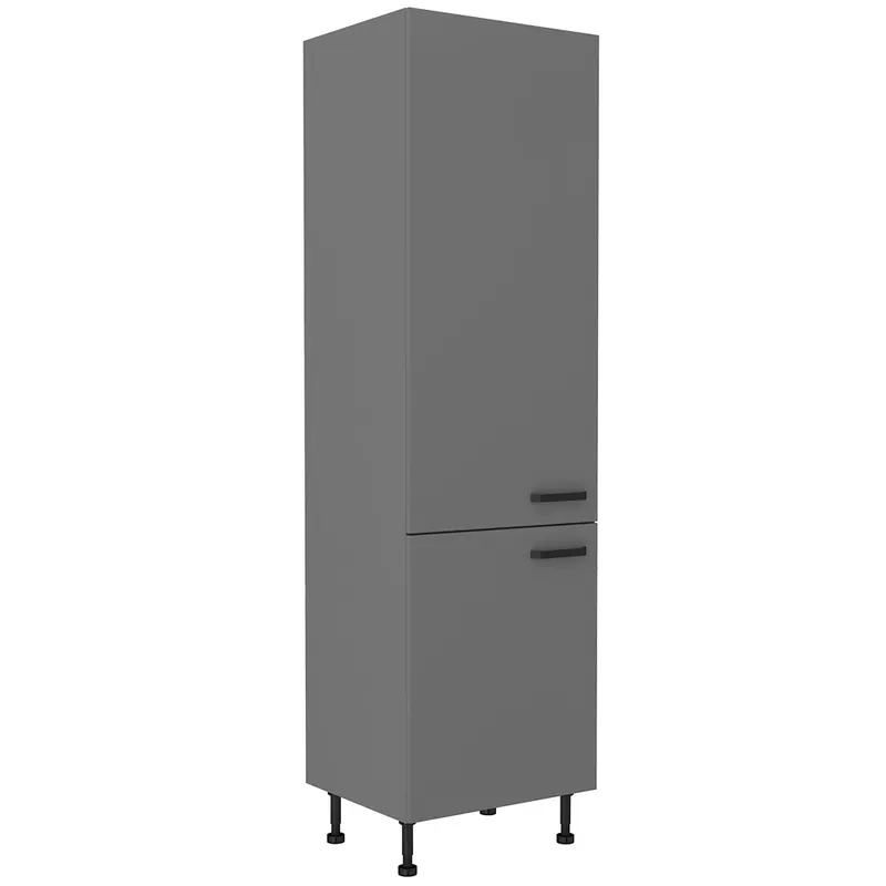 Verdi 60 LO-215 2F Küchenschrank für Einbau-Kühlschrankfronten feuchtigkeits- und beschädigungsbeständiger Schrank schwarze Metallgriffe Direkt Vom Hersteller