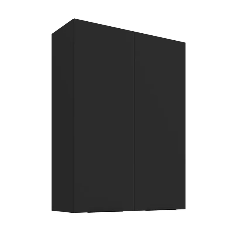 Küchenwandschrank Schwarz 80 G-108 2F Metallkantengriffe feuchtigkeits- und beschädigungsbeständiger Schrank Preisknaller