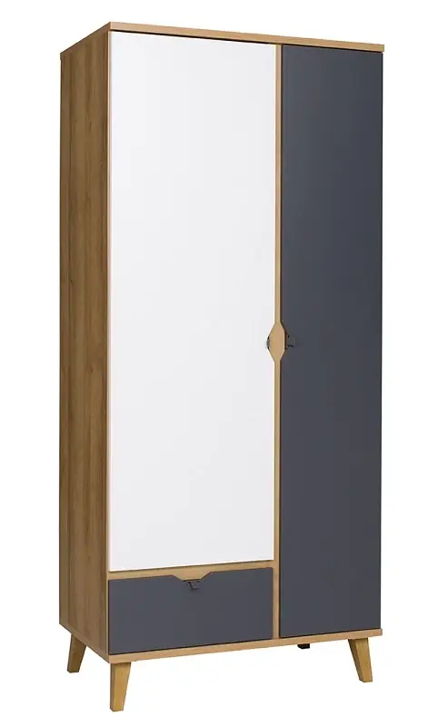 Garderobe Memone 90 cm goldene Eiche / weiß / graphit modernes Design ideale Garderobe für Jugendzimmer oder Diele Sonderaktion