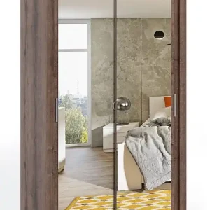 Preisknaller Kleiderschrank mit Spiegel Rico 120 cm Eiche monastery Funktionsmöbel im klassischen Stil idealer Kleiderschrank für Schlafzimmer oder Ankleidezimmer