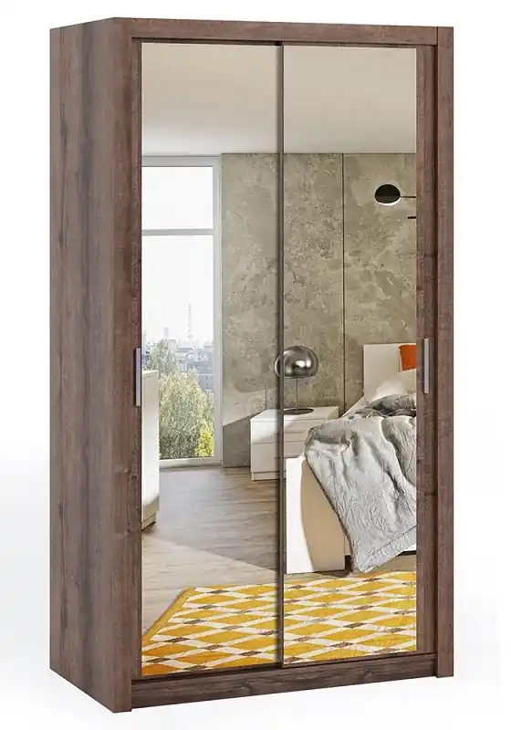 Preisknaller Kleiderschrank mit Spiegel Rico 120 cm Eiche monastery Funktionsmöbel im klassischen Stil idealer Kleiderschrank für Schlafzimmer oder Ankleidezimmer