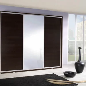Schiebeschrank mit Spiegel Penelope 255 cm kastanie wenge modernes schrankdesign aluminium türführungen und laufsystem Solange Der Vorrat Reicht