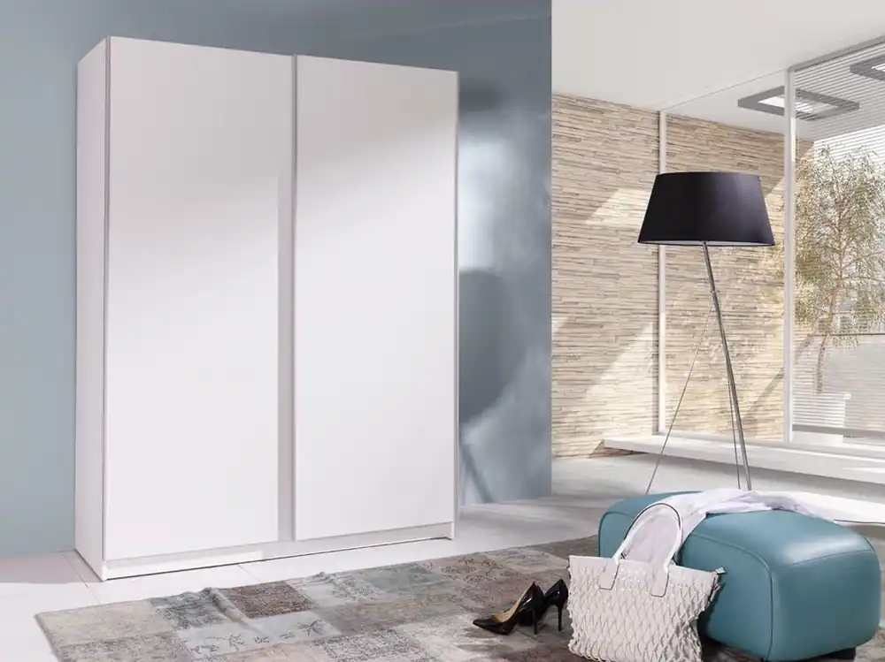 Schiebeschrank Batumi 1 150 cm weiß moderner Kleiderschrank mit Aluminium-Türführungen Nur Heute