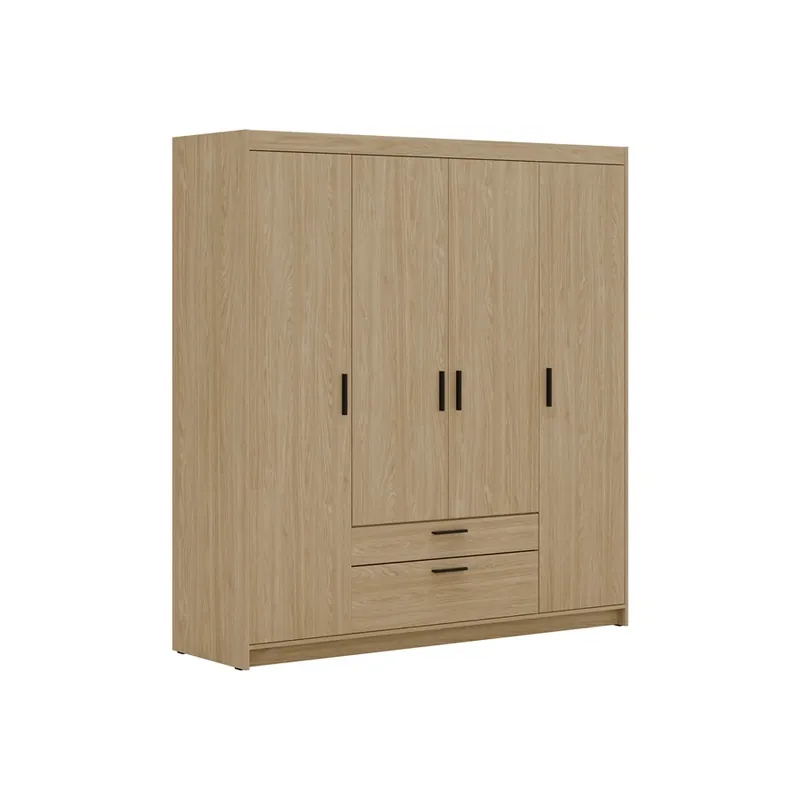 Kleiderschrank Rene 176 cm Eiche geölt stilvolles Design geräumiger Kleiderschrank Kleiderschrank mit klassischer Form ausgestattet mit großen Schubladen Markenware