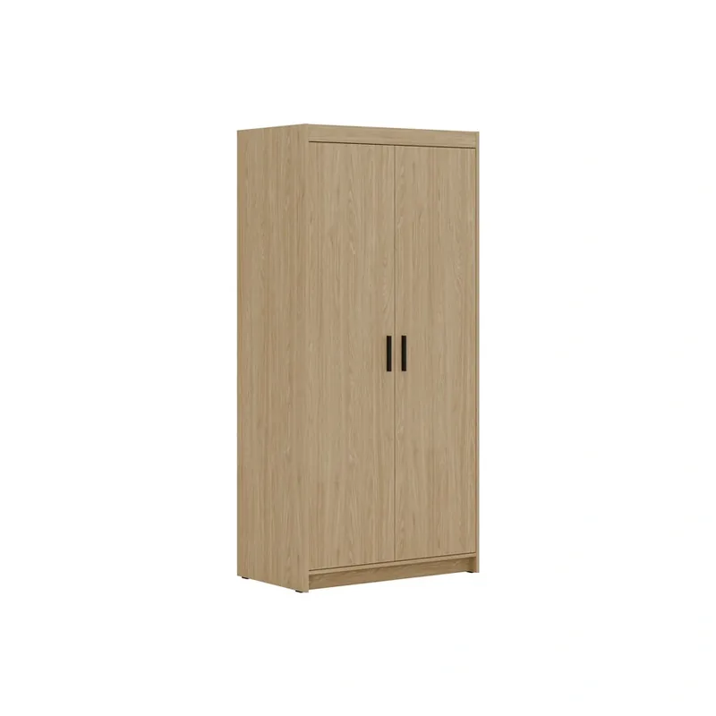 Rabatt Kleiderschrank Rene 90 cm Eiche geölt modernes Design perfekte Garderobe für Schlafzimmer Kleiderschrank oder Flur stilvolle schwarze Griffe