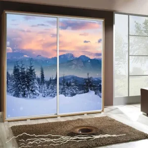 Artistino 205 cm Schiebeschrank mit Wintergrafik Schrankkorpus in Eiche Catania aus 22 mm starker Platte Top-Angebot