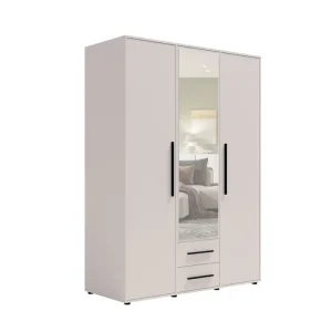 Schneller Versand Spiegelschrank Maxione 150 cm beige funktioneller Kleiderschrank für Schlafzimmer Jugendzimmer oder Flur angereichert mit Schubladen