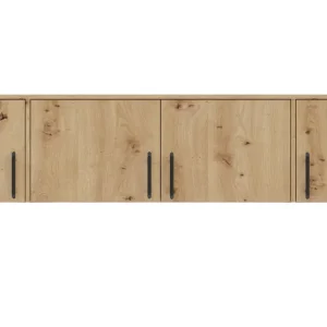 Kleiderschrank Verlängerung Caspe 200 cm Eiche handwerklich modernes Design ABS-Finish und schwarze Griffe Jetzt Kaufen