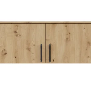 Kleiderschrank Verlängerung Caspe 100 cm Eiche artisan modernes Design ABS-Finish und schwarze Griffe Saisonangebot