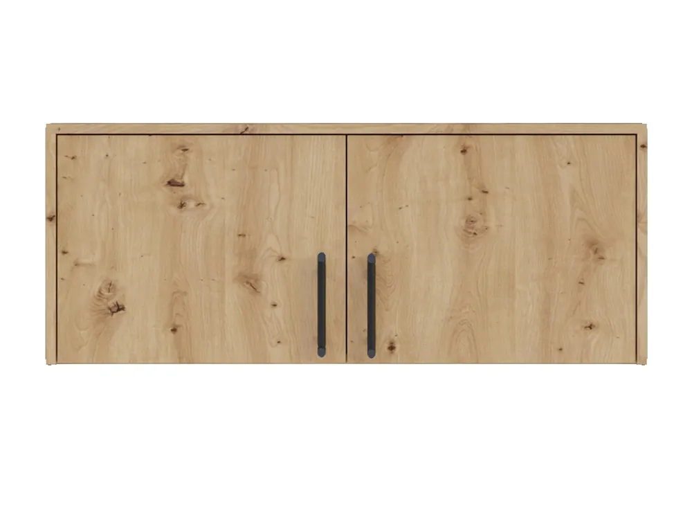 Kleiderschrank Verlängerung Caspe 100 cm Eiche artisan modernes Design ABS-Finish und schwarze Griffe Saisonangebot
