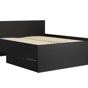 Solange Der Vorrat Reicht Maxione Bett 160x200 cm schwarz Bettzeugstauraum in Form einer ausziehbaren Schublade ideales Bett für ein Schlafzimmer hohes bequemes Kopfteil
