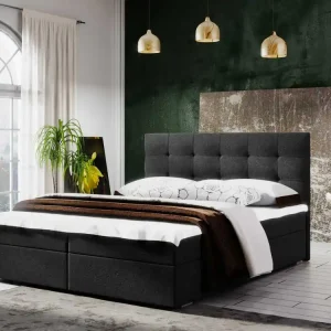 Ausverkauf Continentalbett Flint 160x200 schwarz im modernen skandinavischen Stil mit gestepptem Kopfteil