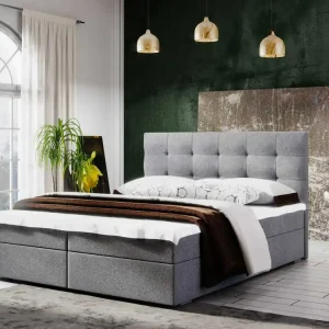 Ausverkauf Continentalbett Flint 160x200 grau im modernen skandinavischen Stil mit gestepptem Kopfteil