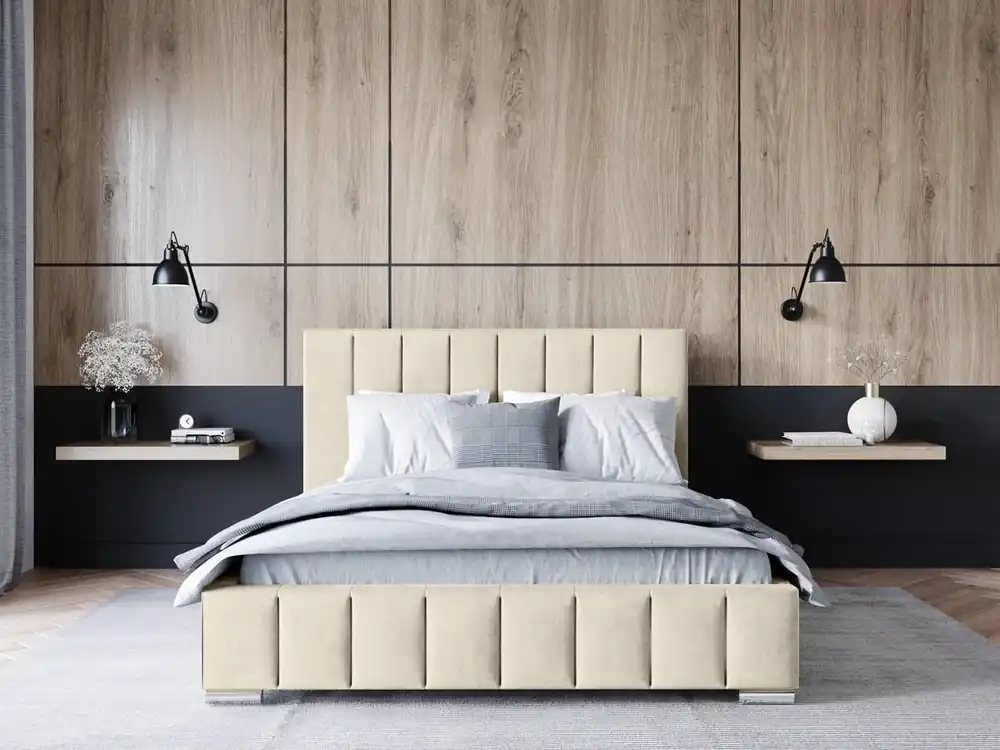 Top-Preis Polsterbett Insam 180x200 beige stilvolles Bett mit Bettzeugablage komfortables Kopfteil besticht durch sein elegantes Design