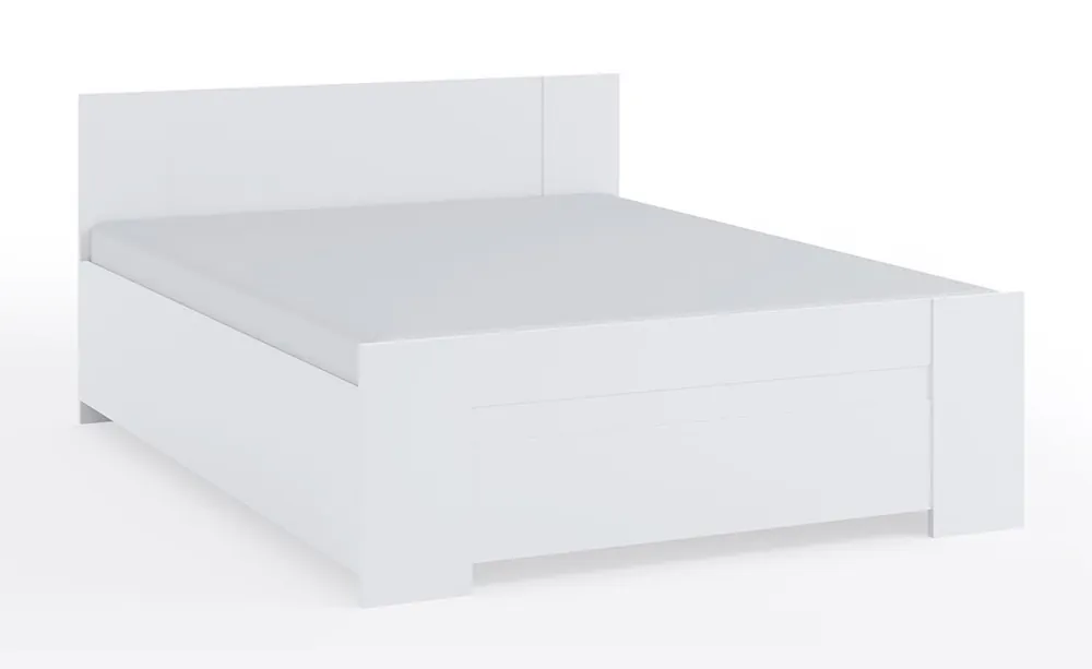 Super-Preis Bett Rico 160x200 cm mit Bettzeugablage weiß ideales Bett für ein Schlafzimmer mit ABS-Furnier umrandet zeitloses Design