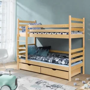Top-Preis Etagenbett Wojtek 2 Personen 90x200 cm tief Ausziehbare Schubladen auf Rädern nehmen den Platz eines Einzelbettes ein